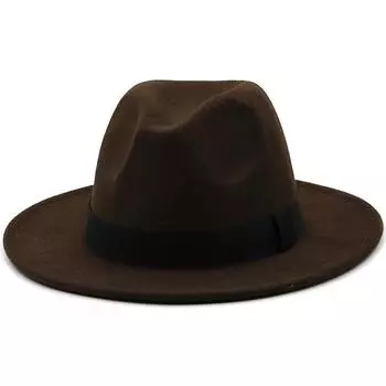 Jazz Hat, цилиндр, 3 заклепки, однотонный цилиндр, мужская и женская широкая шерстяная шляпа, ретро, большой размер One Size кофейный