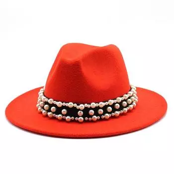 Jazz Hat, Pearl Top Hat, Женская модная мужская и женская шерстяная шляпа M56-58cm темно-серого