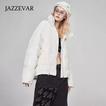 JAZZEVAR, пуховик с пайетками в тяжелом индустриальном стиле, новинка зимы, средний и длинный женский пуховик S белый