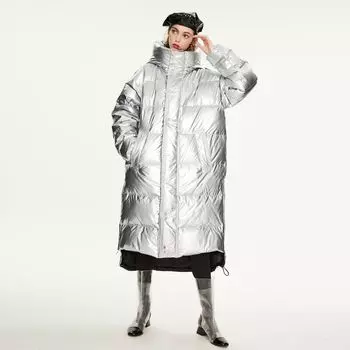 JAZZEVAR, свободный теплый пуховик из зернистого хлопка для мужчин и женщин из одинаковой удлиненной и утолщенной лазерной ткани M чёрный