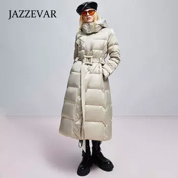 JAZZEVAR Temperament Waist Down Jacket Женское зимнее модное длинное пальто L темно серый