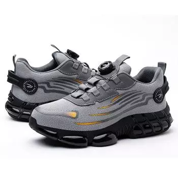 JB266 Best Selling Industrial Safety Shoes Breathable Steel Toe Cap Anti-smash Safety Boots Rotated Button Easy Wear Work Shoes 40 серый