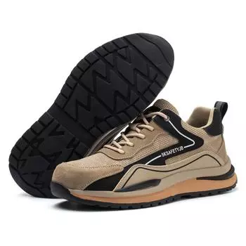 JB7615 on Sale Safety Shoes Men s Waterproof Outdoor Work Boots Genuine Leather Hiking Steel Toe Safety Shoes 40 чёрный