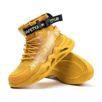 JB7719 2025 Wholesale Customizable Safety Shoes Anti-Smash Anti-Puncture Safety ShoesBreathable Mesh Men and Women Sports Shoes 41 жёлтый