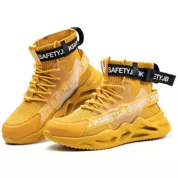 JB7719 Direct Sales Fashion Unisex Man and Women Lightweight Work Sneaker Safety Casual Steel Toe Shoes 38 серый