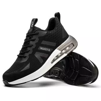 JB9192 Модные новые защитные ботинки для улицы, высокие пружинящие удобные нескользящие защитные ботинки, черные сетчатые мужские туфли 40 чёрный