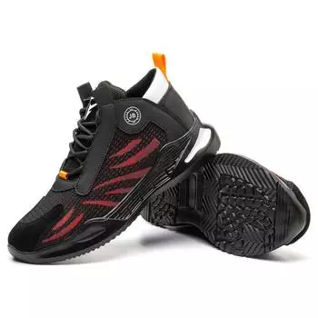 JB 780 Acceptable Custom Steel Toe Safety Shoes Comfortable Slip Resistant Protective Boots Breathable Men s Leisure Shoes красный