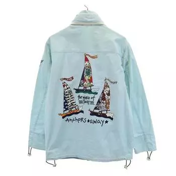 JC de CASTELBAJAC Linen Blend Back print Zip jacket 2 Blue Men s Used