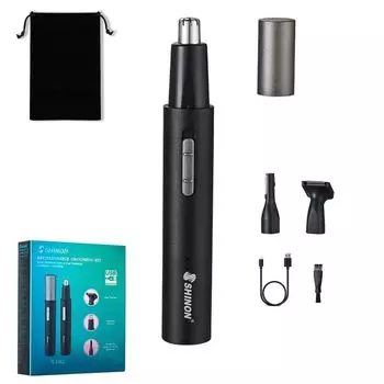 JC Yan Нос Волосы USB Легко Электрический Ухо Нос Волосы Этикет Волосы Японский Инструкция Сумка Подарок для Лучшего Друга Резак, Многофункциональный, Тихий, чёрный