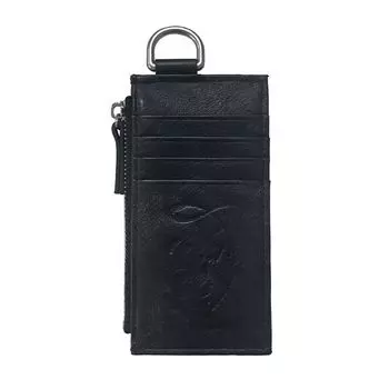 Jcaesar Визитница Цветок Лилии Потертая Визитница Первый Слой Коровья Кожа Брашированная Потертая Тисненая Вышитая Black