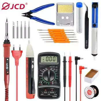 JCD 80W цифровой электрический паяльник 908S с регулируемой температурой 220 В ЖК-дисплей керамический нагреватель набор инструментов для ремонта сварки