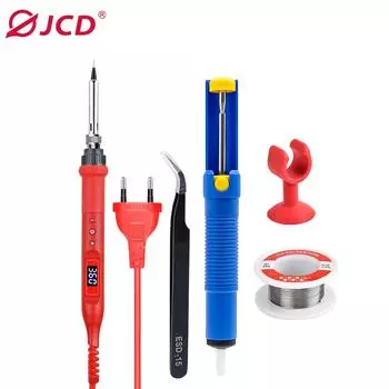 JCD 80W цифровой электрический паяльник с регулируемой температурой 220 В ЖК-дисплей керамический нагреватель сварочный ремонтный набор инструментов 908U US&EU