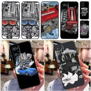 JDM автомобиль RB26 двигатель для Realme 10 8 9 Pro Plus 8i 9i GT Neo 3T 2 3 Master C11 C25 C30 C31 C35 C21Y C25Y чехол Realme 10 Pro Plus