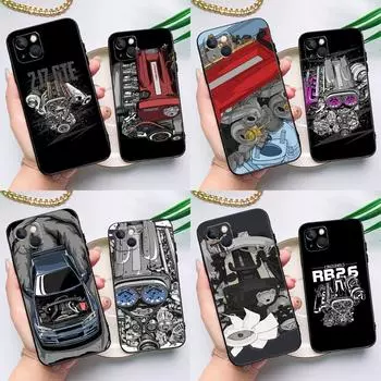 Чехол JDM Car RB26 Engine для iPhone 15 14 13 12 11 Pro Max XS X XR SE 2020 2022 7 8 Plus 12 13 Mini Cover Shell iPhone 15 Plus