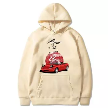 JDM Drift Red Car Fashion Printed Hoodie Women y2k Casual Hooded Shirt Woman Pullover Hooded Hoody Oversize Unisex Clothing S