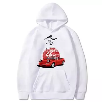 JDM Drift Red Car Fashion Printed Hoodie Women y2k Casual Hooded Shirt Woman Pullover Hooded Hoody Oversize Unisex Clothing S
