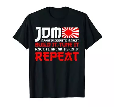 Футболка с надписью JDM Motorsport Car Tuning чёрный