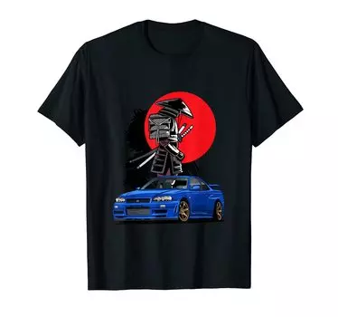 JDM Skyline R34 Тюнинг автомобилей Япония Самурай Дрифт Футболка