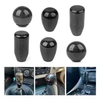 JDM Style Universal Oval/Sphere Carbon Fiber Manual Gear Shift Knob With 3 Adapter for Most Car Decorations Classic