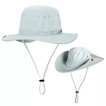 Jean Fisherman Hat Summer UV Protection Quick-Drying Sun Hat Sun-Shade Sun Protection Hat Men Women Hiking Fishing Hat Light gray