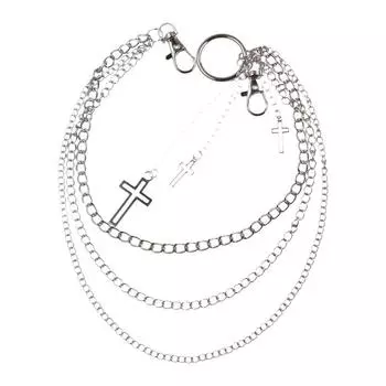 Jeans Chain Harajuku Style Hollow Cross Female Belt Chain Punk Pants Chain Metal Waist Chain A