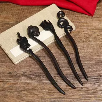 Эбеновое дерево ручной работы в китайском стиле деревянная шпилька для волос - древний костюм ханьфу шаг-тряска аксессуар