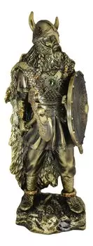 Эброс Подарок Норвежский моряк Викинг Бык Берсерк Воин Боевой топор и широкий щит Фигурка Высокий Один Тор Норвежская мифология Милиция Древний мир 13.5