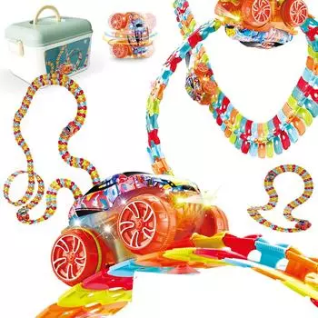 Jecimco Игрушечная машинка для детей DIY Сборная железнодорожная игрушка для мальчиков и девочек Подарок на день рождения 3D-головоломка Американские горки Игрушка-блок для катания на бисере