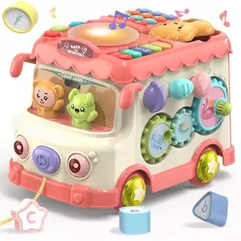 Jecimco Многофункциональная Машина Музыка Дети Малыш Подбор и Сопоставление Форм Развивающий Ранний Пальчиковая Музыка День Рождения Рождество Игра Кубик для Занятий в Помещении,