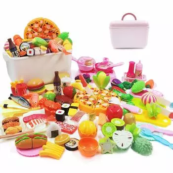 Jecimco Play Kitchen Set Детские развивающие игрушки DIY Суши Морепродукты Овощи Фрукты Гамбургер Плита Play Кухонная утварь Play Kitchen Toys Подарок