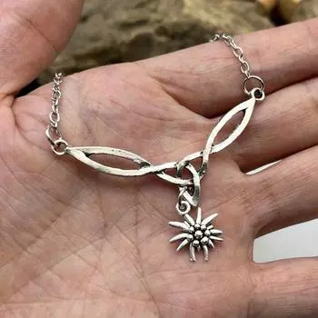 Эдельвейс, кельтский кулон с узлом любви, простая винтажная цепочка с полой шеей, унисекс, повседневное ожерелье, аксессуары