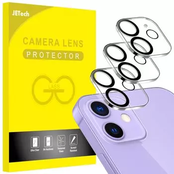 JEDirect Camera Film Lens for iPhone 11 12 mini 9H Tempered High Scratch No Effect on Night View Set of 3 6.1 inch/iPhone 5.4 inch, Glass,