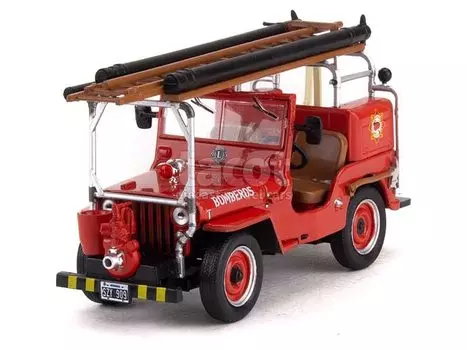 Jeep Fire Engine Mini Car JEEP CJ2A 1946 Лестничный грузовик Аргентина 1/43 [Предмет] красный