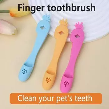 Эффективная чистка зубов, зубная щетка для собак, гибкая силиконовая зубная щетка для кошек, товары для домашних животных синий