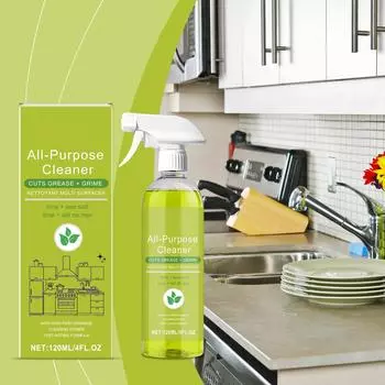 Эффективное дезактивирующее средство для чистки различных поверхностей, кухонной сантехники, плитки, металла, универсальное, быстросохнущее, с низким содержанием остатков, для удаления масляных пятен, жидкость для чистки 120 мл One Size