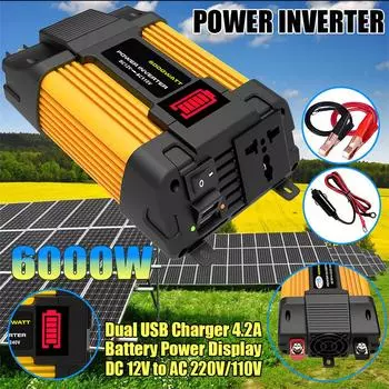 Эффективное решение для зарядки Светодиодный дисплей аккумулятора Автомобильный преобразователь мощности Трансформатор напряжения с отображением заряда аккумулятора в реальном времени CHINA