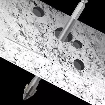 Эффективное сверление с помощью 4 эксцентриковых сверл для плитки и бетона