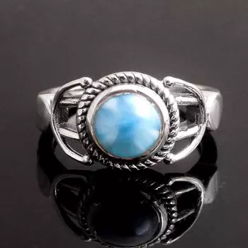 Эффектные украшения, подарок для мамы, кольцо Ларимар, серебро 925 пробы, рождественский подарок 4 синий