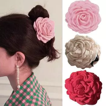 Эффектные заколки для волос с большой розой для женщин, богемные тканевые заколки с цветами, заколки для волос, головные уборы, свадебные аксессуары для волос для девочек, ювелирные изделия