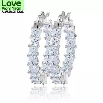 Эффи Куин Большие Круглые Женские Серьги-Кольца Стиль Вечности Блестящие Цирконовые Роскошные Серьги Для Женщин Дизайн Зубцовой Закрепки Hoe144