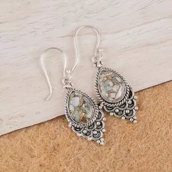 Эфиопская медная бирюза драгоценный камень 925 стерлинговое серебро ювелирные изделия стильные серьги EE-85-33