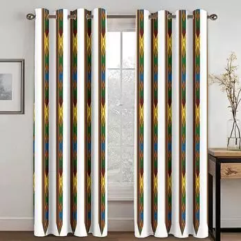 Эфиопский этнический особый декор тонкая тканевая занавеска для гостиной спальни занавеска 3D печать роскошные оконные шторы 25Wx60H(CM)x2Piece&Hook