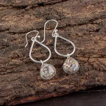 Эфиопский опал, медь, драгоценный камень, серебро 925 пробы, ювелирные изделия, серьги ручной работы EE-19-37