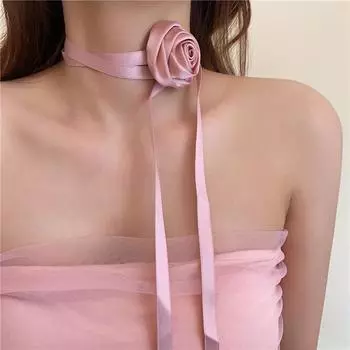 Эфирная лента роза резинка для волос элегантная милая весенняя новая цветочная чокер повязка на голову двойного назначения регулируемые резинки для волос для женщин