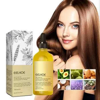 Эфирное масло розмарина для густых волос EELHOE восстанавливает поврежденные волосы, предотвращает выпадение волос, разглаживает волосы, питает волосы и ухаживает за волосами 1PCS