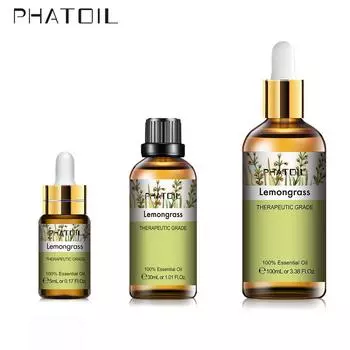 Эфирные масла лемонграсса PHATOIL с капельницей для ароматерапевтических диффузоров, освежение воздуха, облегчение массажа тела, арома-масла 5 мл/10 мл/30 мл/100 мл 1 PC