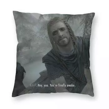 Эй, ты, наконец, проснулся, Skyrim Meme, квадратная наволочка, полиэстер, лен, бархат, декор на молнии, наволочка, чехол для подушки для комнаты 30x30cm