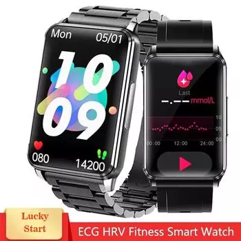 ЭКГ+ППГ ВСР Здоровье Смарт-часы Мужчины Женщины Температура Тела Частота Пульса Смарт-часы Браслет IP67 Водонепроницаемые Часы Мониторинга Здоровья silicone чёрный