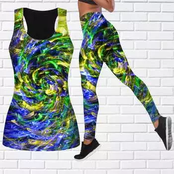 Экипировка для йоги с кристаллическим вихрем и принтом для женщин, модные леггинсы для тренировок, спортивные повседневные штаны для фитнеса и йоги 7XL синий