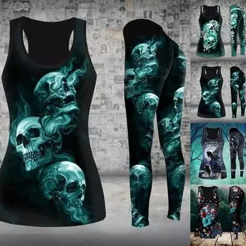 Экипировка для йоги с принтом «Два призрака» для женщин, модные леггинсы для тренировок с 3D принтом, спортивные леггинсы для фитнеса с высокой талией, повседневные брюки для йоги для женщин XS зелёный